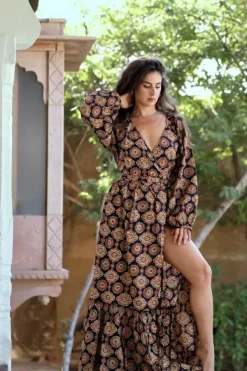 The TwoSisters Bohemian|Bohemian Jurken-Devi Dress Blockprint