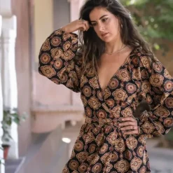 The TwoSisters Bohemian|Bohemian Jurken-Devi Dress Blockprint