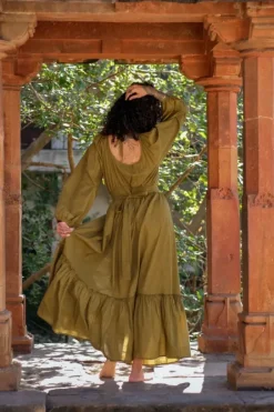 The TwoSisters Zwangerschapsjurk|Gypsy-Devi Dress Olijfgroen