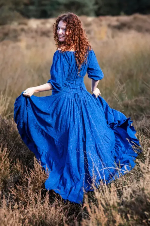 The TwoSisters Bohemian|Bohemian Jurken-Dream Dress Blauw Broderie