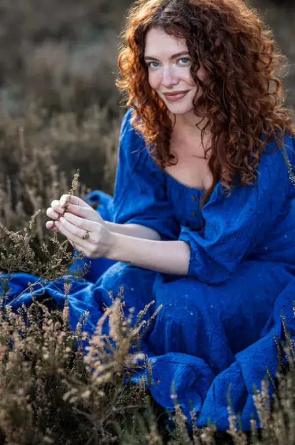 The TwoSisters Bohemian|Bohemian Jurken-Dream Dress Blauw Broderie