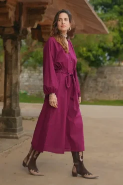 The TwoSisters Plus Size|Plus Size-Elora overhemd jurk Burgundy