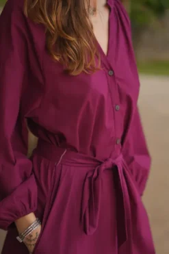 The TwoSisters Plus Size|Plus Size-Elora overhemd jurk Burgundy