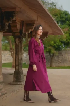 The TwoSisters Plus Size|Plus Size-Elora overhemd jurk Burgundy