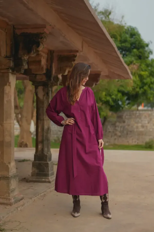 The TwoSisters Plus Size|Plus Size-Elora overhemd jurk Burgundy
