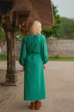 The TwoSisters Plus Size|Gypsy-Elora overhemd jurk Groen