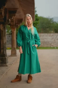 The TwoSisters Plus Size|Gypsy-Elora overhemd jurk Groen