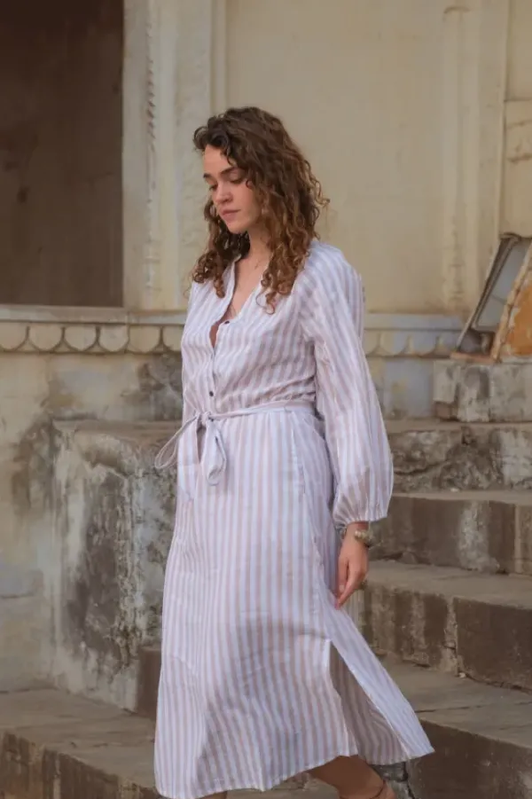 The TwoSisters Plus Size|Plus Size-Elora overhemd jurk Streep