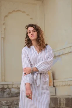 The TwoSisters Plus Size|Plus Size-Elora overhemd jurk Streep