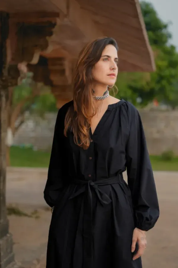 The TwoSisters Plus Size|Plus Size-Elora overhemd jurk Zwart