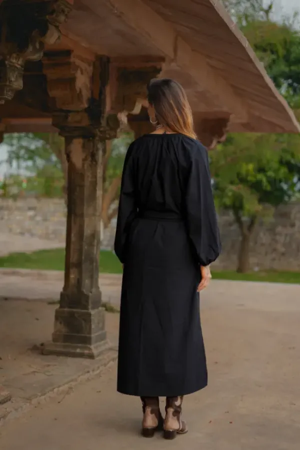 The TwoSisters Plus Size|Plus Size-Elora overhemd jurk Zwart