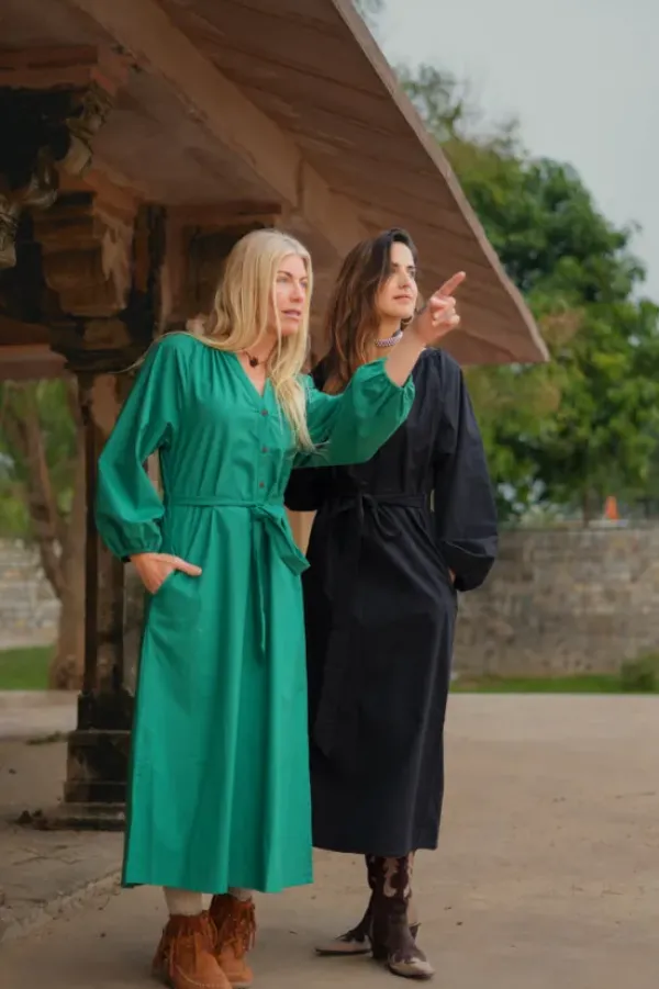The TwoSisters Plus Size|Plus Size-Elora overhemd jurk Zwart