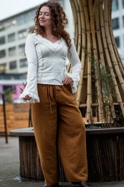 The TwoSisters Tops|Plus Size-Elven Hoodie Top Gebroken Wit