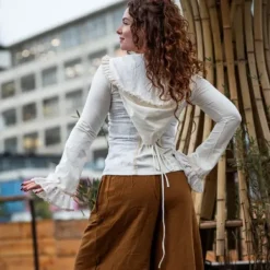The TwoSisters Tops|Plus Size-Elven Hoodie Top Gebroken Wit