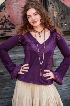 The TwoSisters Tops|Plus Size-Elven Hoodie Top Paars