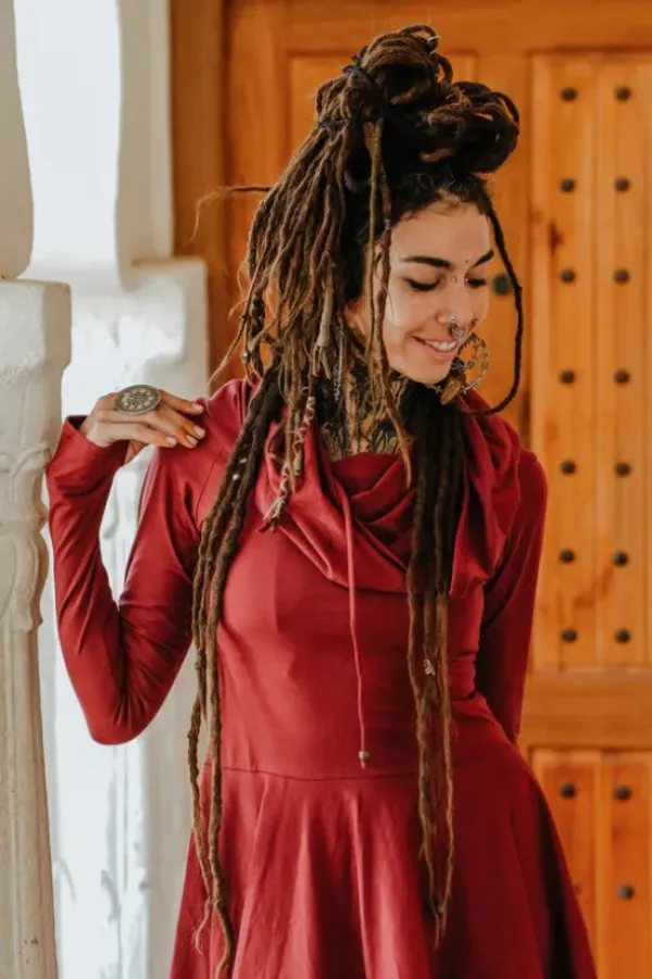 The TwoSisters Plus Size|Gypsy-Elven Pixie Dress Marroon Rood