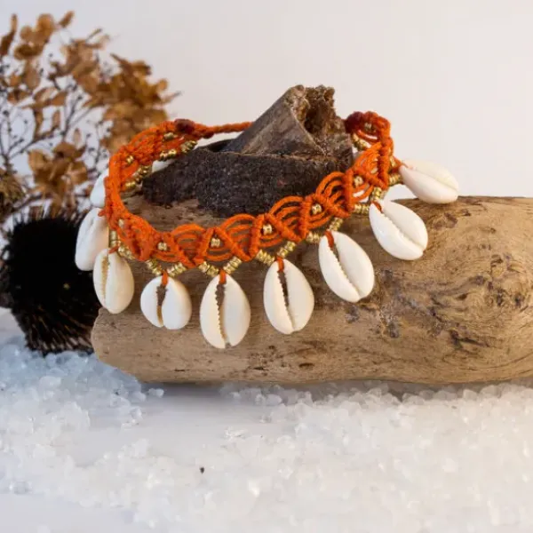 The TwoSisters Enkelbandjes-Enkelbandje Macramé Kauri oranje