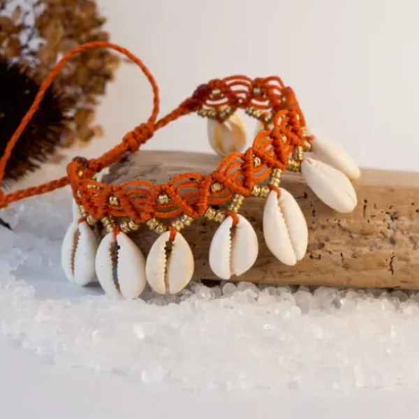 The TwoSisters Enkelbandjes-Enkelbandje Macramé Kauri oranje