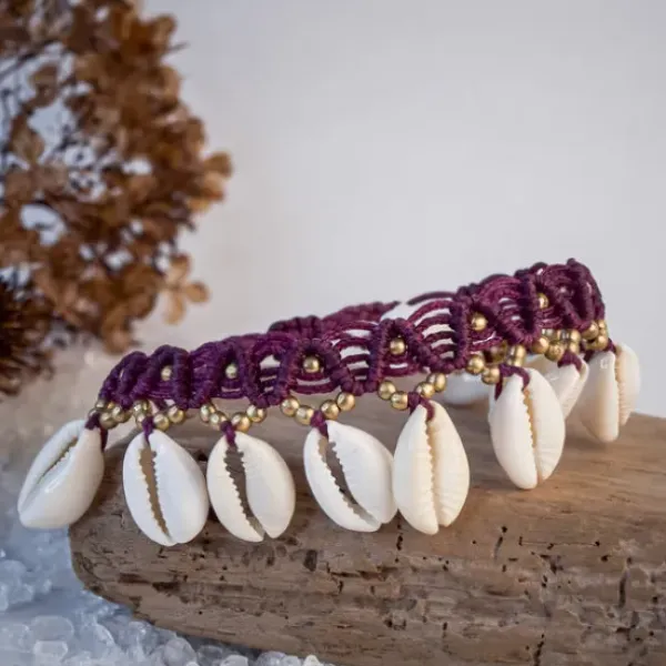 The TwoSisters Enkelbandjes-Enkelbandje Macramé Kauri Paars