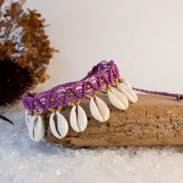 The TwoSisters Enkelbandjes-Enkelbandje Macramé Kauri Lila