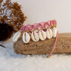 The TwoSisters Enkelbandjes-Enkelbandje Macramé Kauri Roze