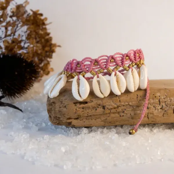 The TwoSisters Enkelbandjes-Enkelbandje Macramé Kauri Roze
