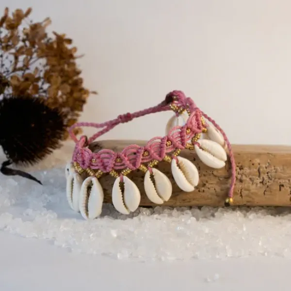 The TwoSisters Enkelbandjes-Enkelbandje Macramé Kauri Roze