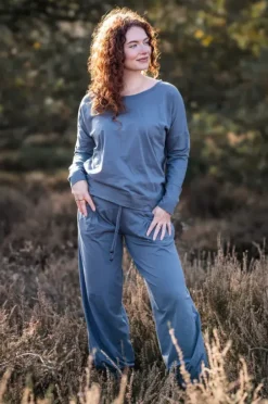 The TwoSisters Broeken|Broeken En Legging-Flow Pant Blue/grijs