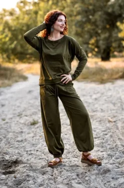 The TwoSisters Broeken|Broeken En Legging-Flow Pant Groen
