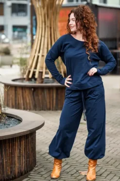 The TwoSisters Broeken|Broeken En Legging-Flow Pant Marineblauw