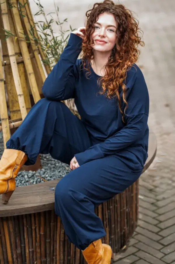 The TwoSisters Broeken|Broeken En Legging-Flow Pant Marineblauw