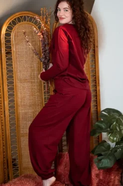 The TwoSisters Broeken|Broeken En Legging-Flow Pant Marroon rood