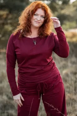 The TwoSisters Broeken|Broeken En Legging-Flow Pant Marroon rood