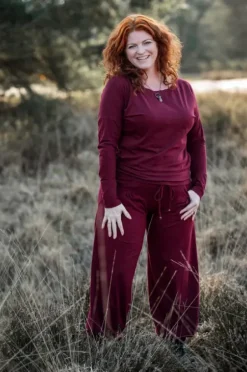 The TwoSisters Broeken|Broeken En Legging-Flow Pant Marroon rood
