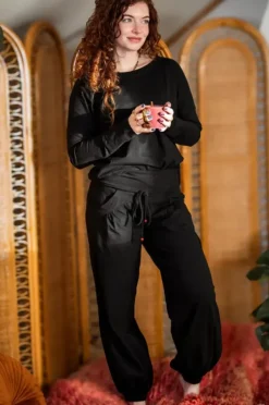 The TwoSisters Broeken|Broeken En Legging-Flow Pant Zwart