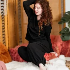 The TwoSisters Tops|Lange Mouw-Flow Sweater zwart
