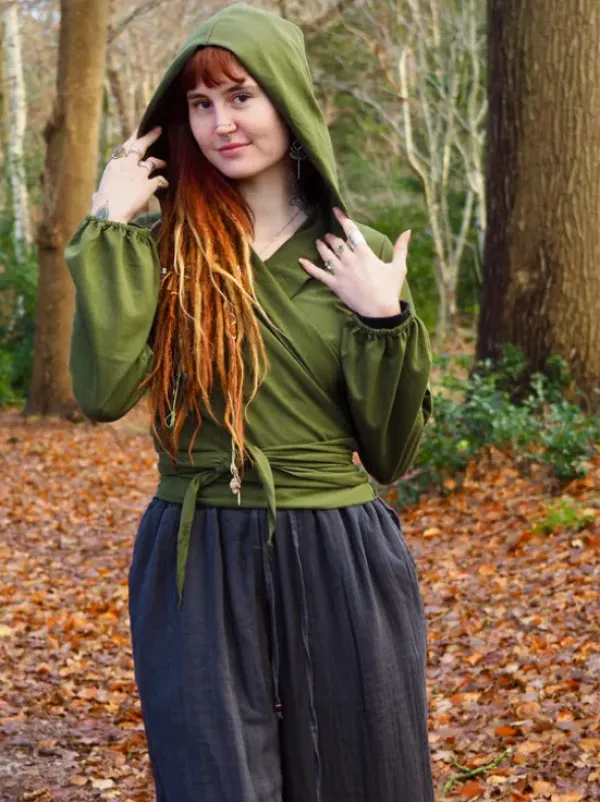 The TwoSisters Tops|Plus Size-Hooded Vest Sweater Groen