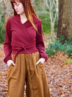 The TwoSisters Tops|Plus Size-Hooded Vest Sweater Marroon Rood