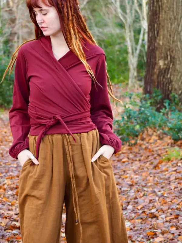 The TwoSisters Tops|Plus Size-Hooded Vest Sweater Marroon Rood