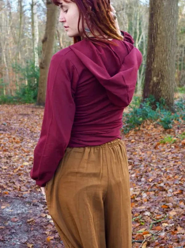 The TwoSisters Tops|Plus Size-Hooded Vest Sweater Marroon Rood