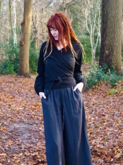 The TwoSisters Tops|Plus Size-Hooded Vest Sweater Zwart