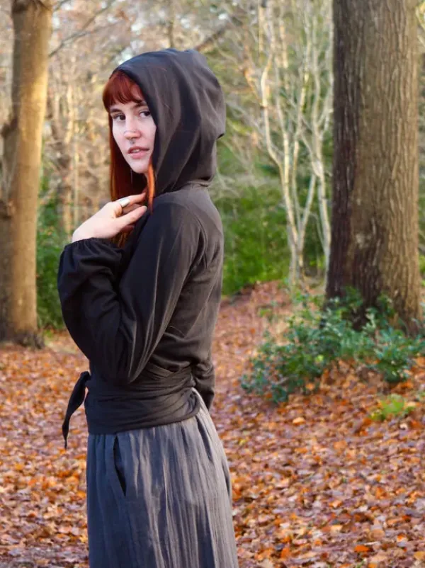The TwoSisters Tops|Plus Size-Hooded Vest Sweater Zwart