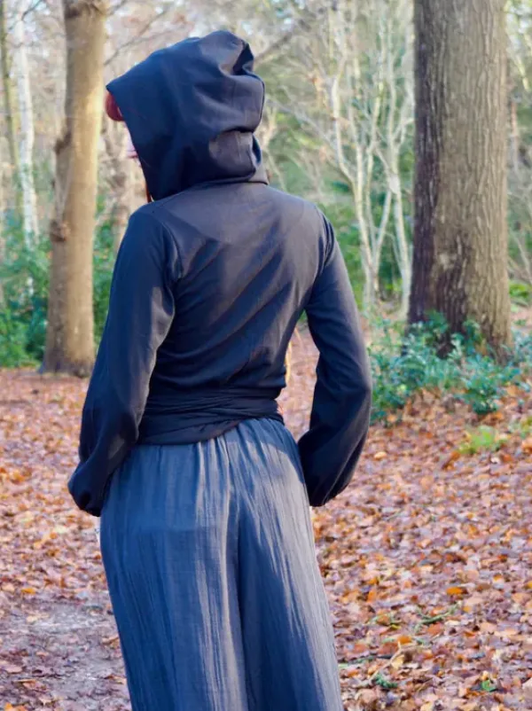 The TwoSisters Tops|Plus Size-Hooded Vest Sweater Zwart