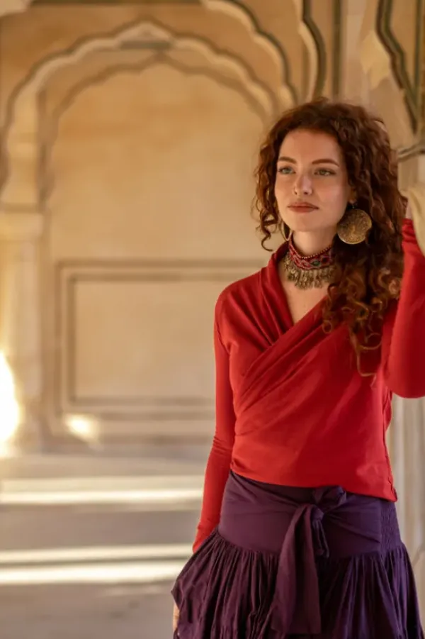 The TwoSisters Tops|Lange Mouw-Iris Top Rood