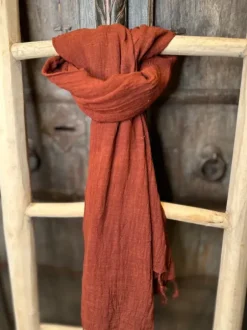The TwoSisters Sjaals|Nomad Chic Collectie-Katoenen Sjaal Terracotta