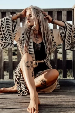 The TwoSisters Kaftan-Kimono Jurk Zahara gebroken wit