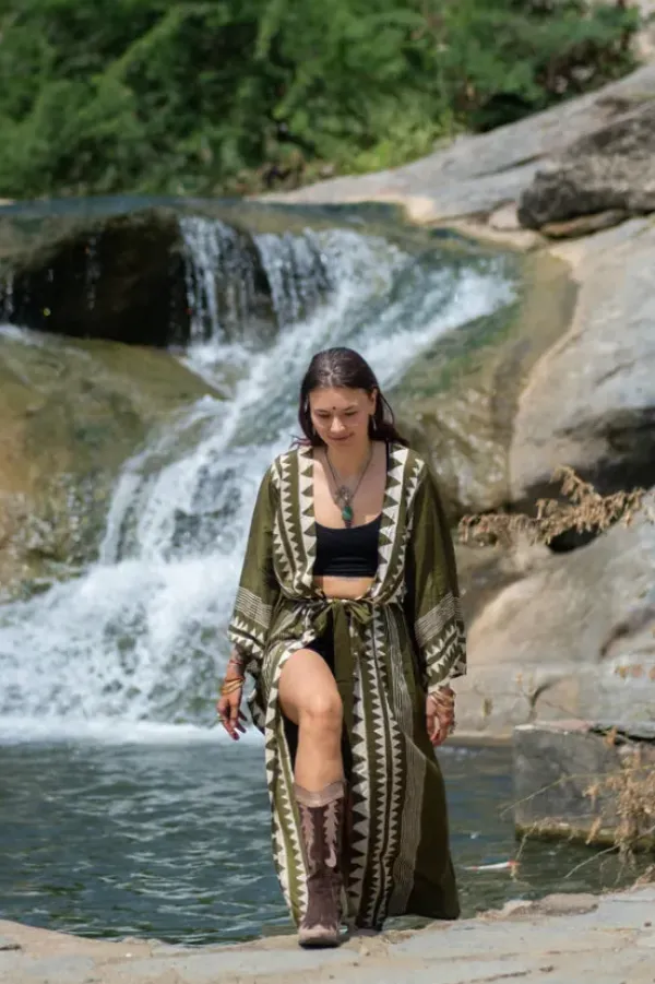 The TwoSisters Kaftan-Kimono Jurk Zahara Groen