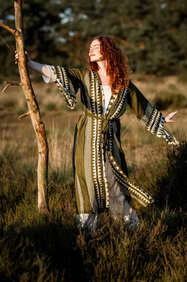 The TwoSisters Kaftan-Kimono Jurk Zahara Groen