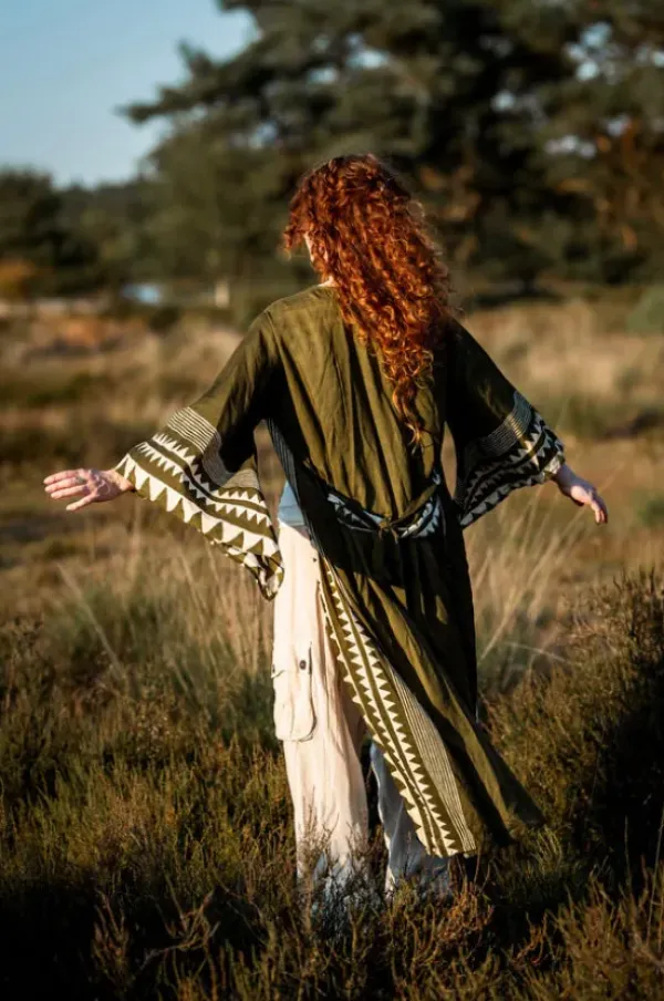 The TwoSisters Kaftan-Kimono Jurk Zahara Groen