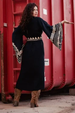 The TwoSisters Kaftan-Kimono Jurk Zahara Zwart